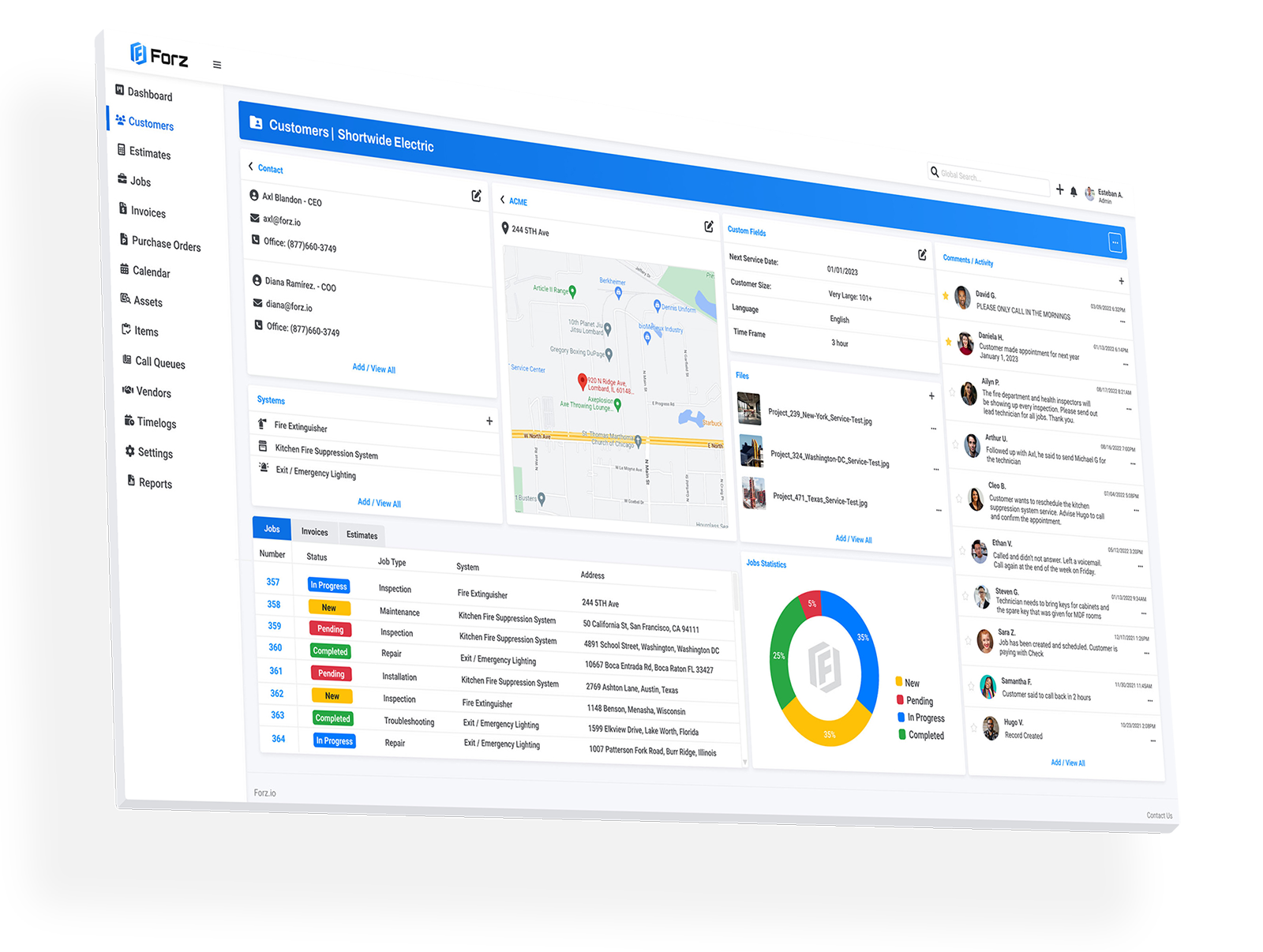 Forz Service Management Software Screen